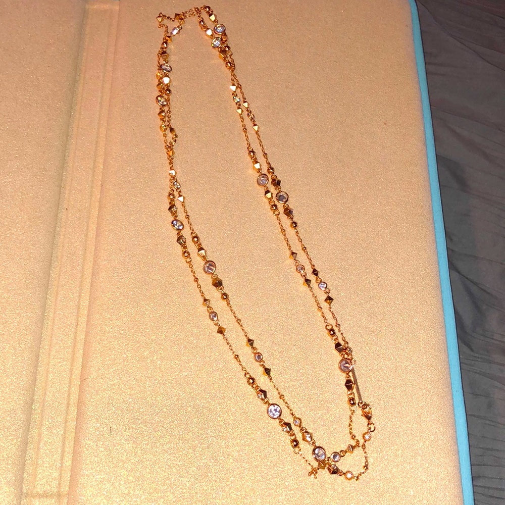KS long sparkle necklace rose gold